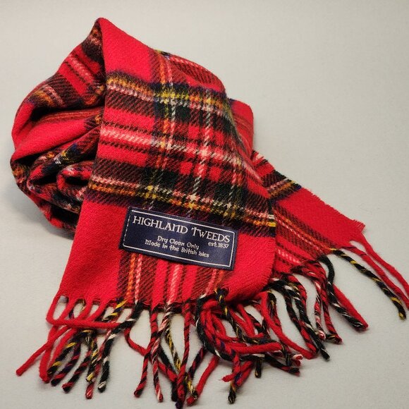 Royal Stewart Tartan Plaid 100% Merino Wool Scarf - Picture 8 of 8